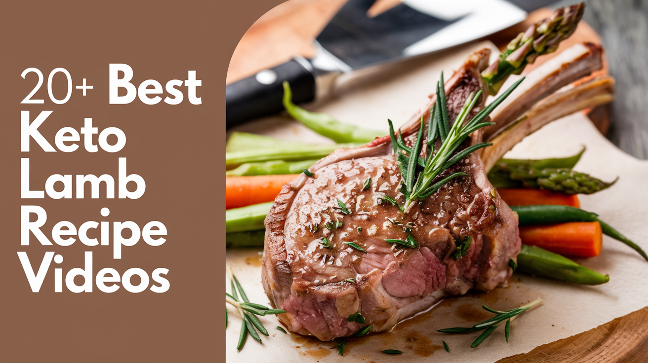 image withe a lamb chop and the text 20+ Best Keto Lamb Recipe Videos